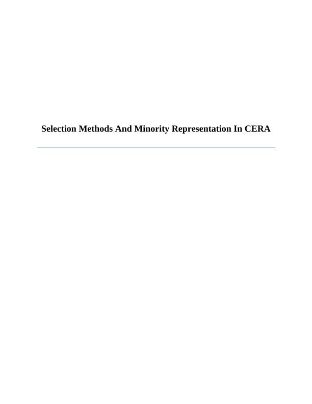 Selection Methods And Minority Representation In CERA_1