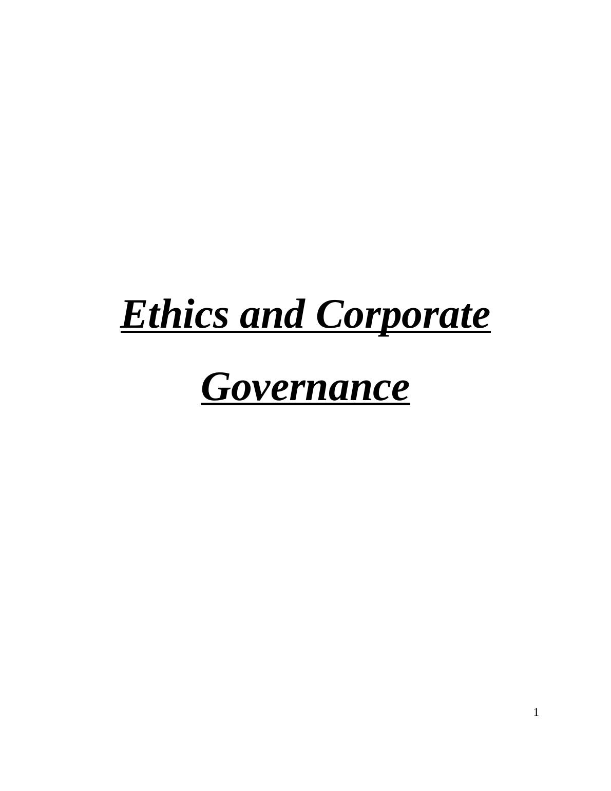 Business Ethics And Corporate Governance - PDF