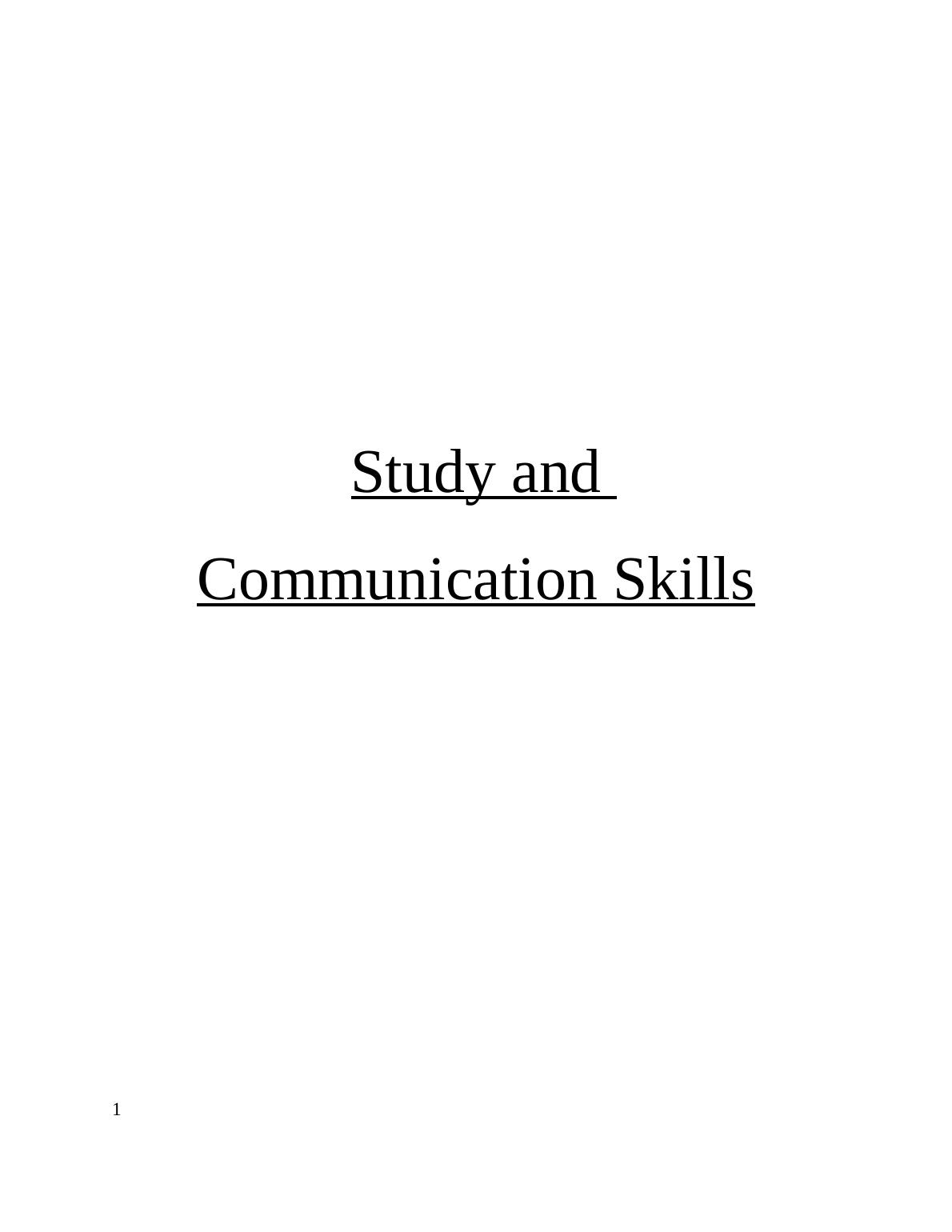 Study And Communication Skills Assignment (Doc)