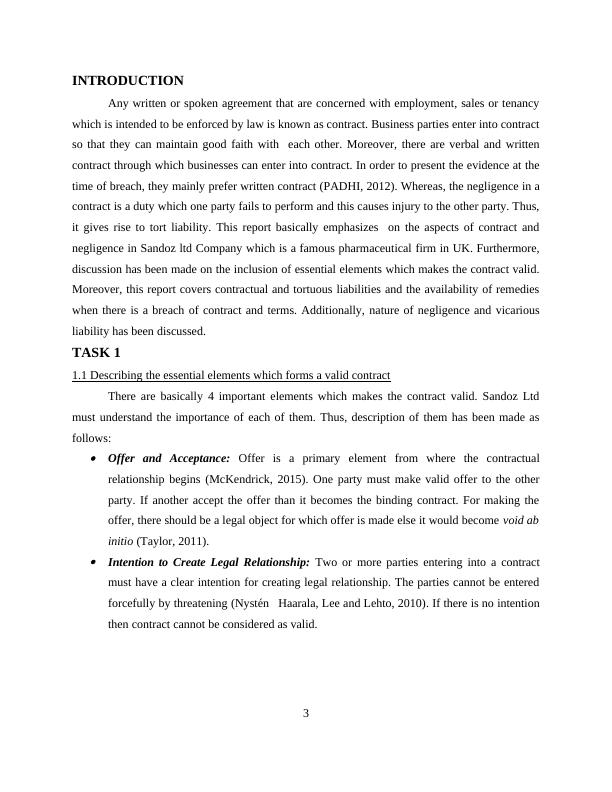 Report on Contract and Negligence in Sandoz ltd Company_3