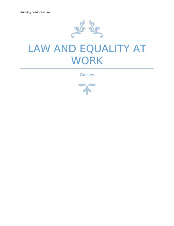 Law and Equality at Work: Case Law_1