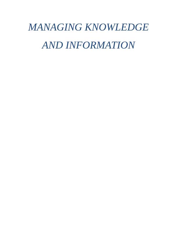 Assignment on Managing Knowledge and Information_1
