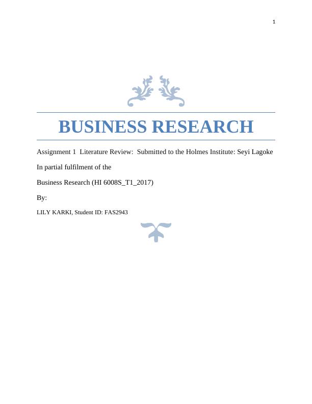 HI6008 Business Research Assignment Social Network_1