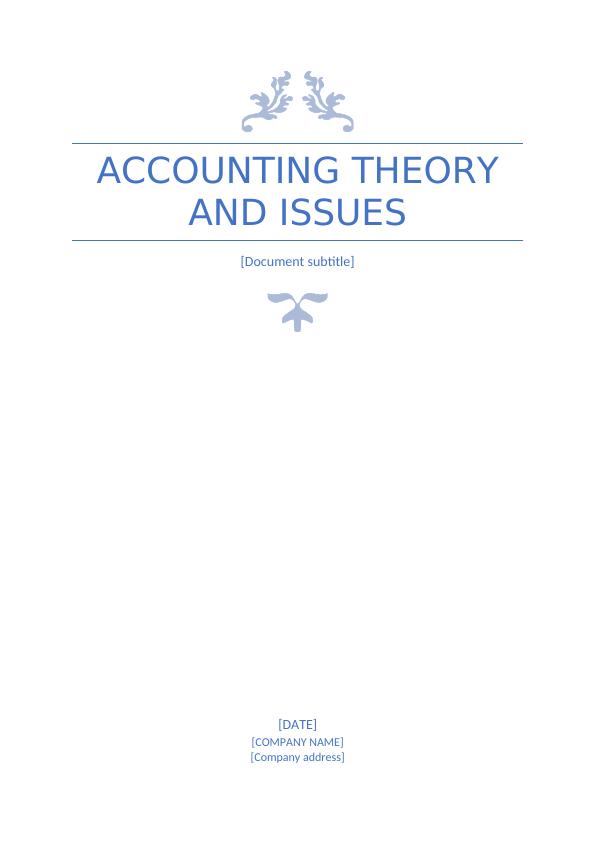 Accounting Theory and Issues Assignment_1