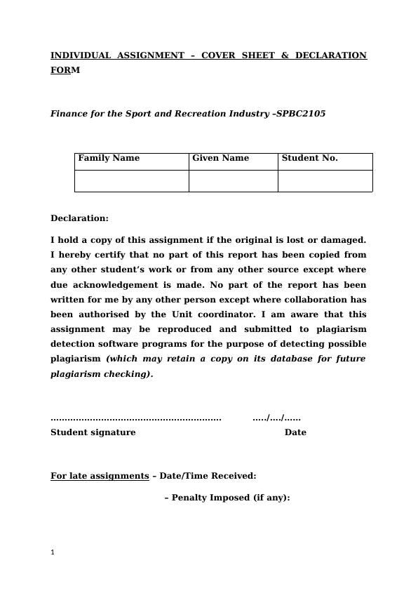 Finance For The Sport And Recreation Industry –SPBC2105_1