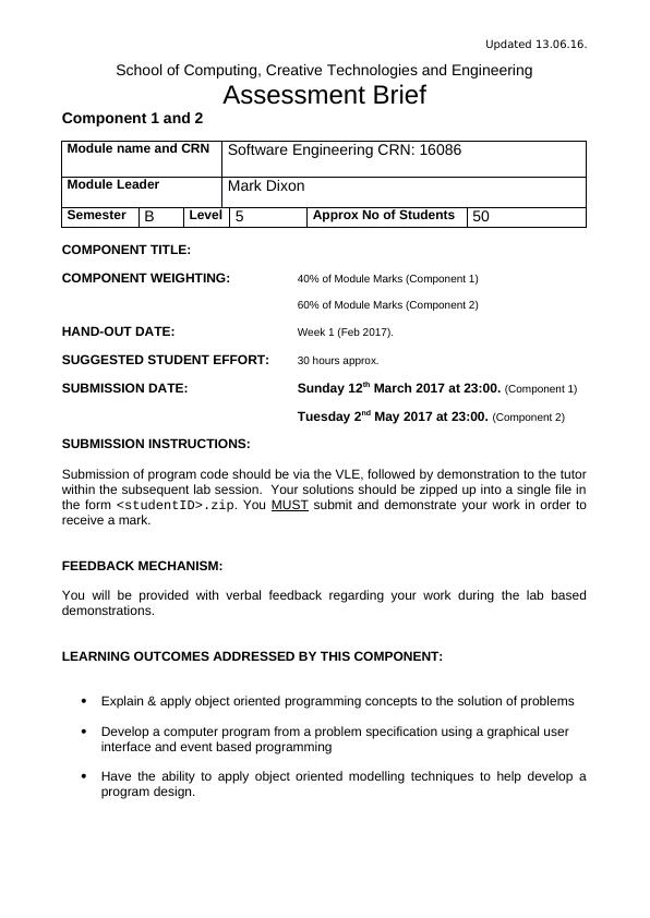 Software Engineering Assessment Brief for Component 1 and 2_1