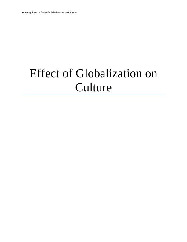 Effect of Globalization on Culture (Doc)_1