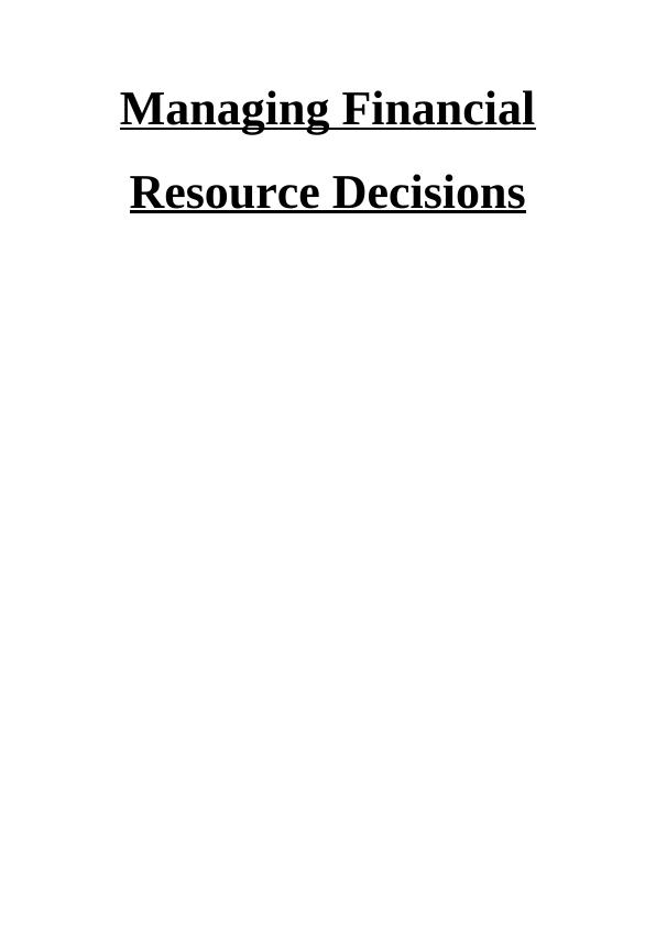 Managing Financial Resource Decisions -  Thomas Cook_1