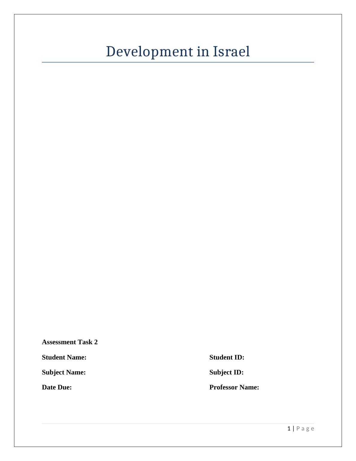 Development in Israel | Assignment_1