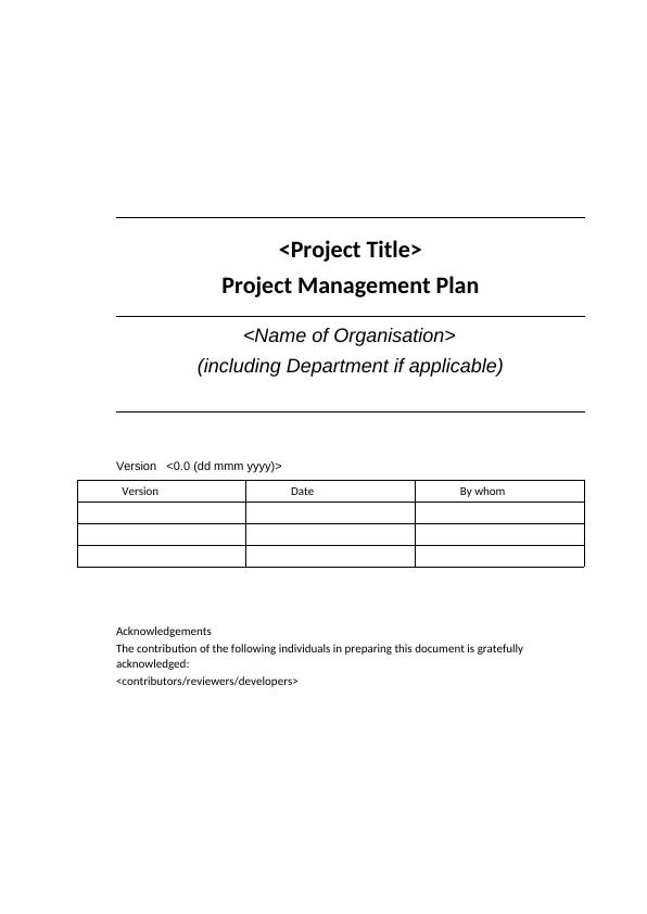 Project Management Plan Template & Guide for Assessment 3 of Unit CNA 613_3