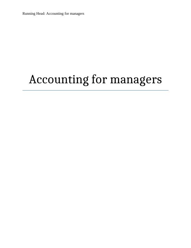 Accounting for Managers | Sources of Finance | Assignment_1