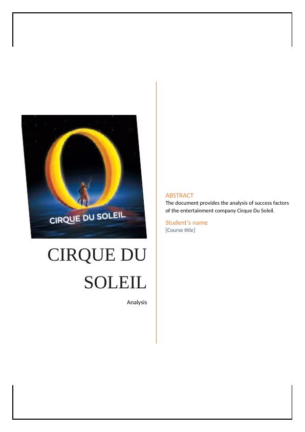 Cirque Du Soleil Case Analysis_1