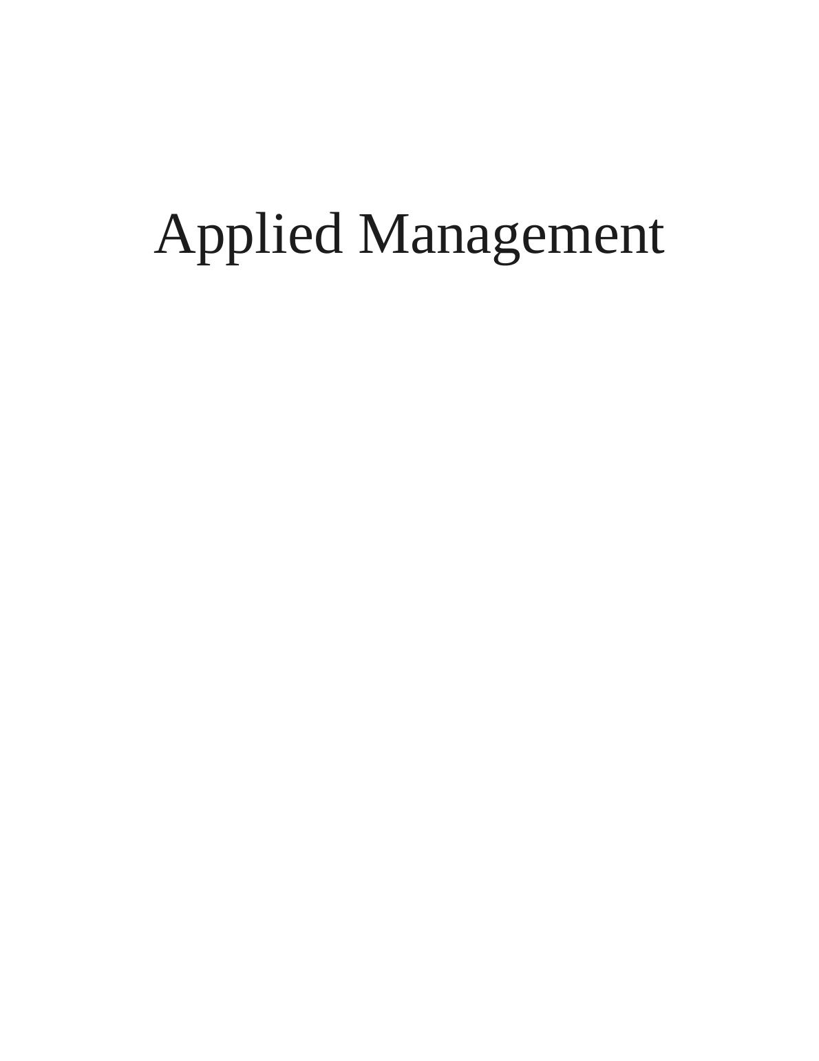 Report on Applied Management_1