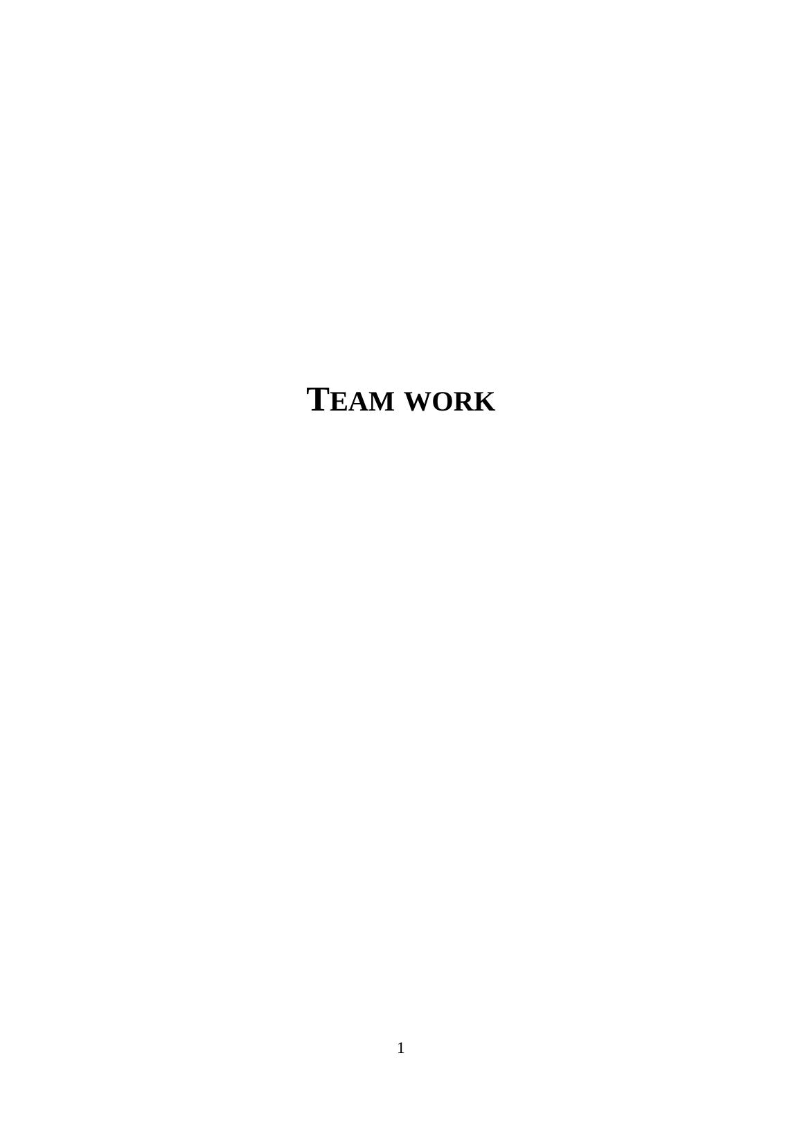 assignment on team work