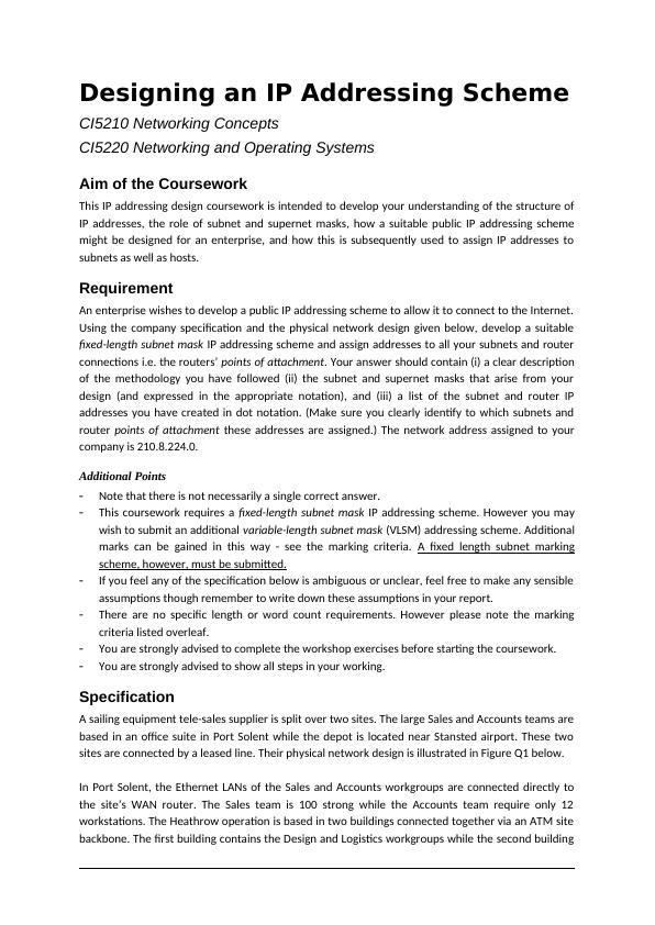 CI5220 Networking and Operating Systems Assignment_1