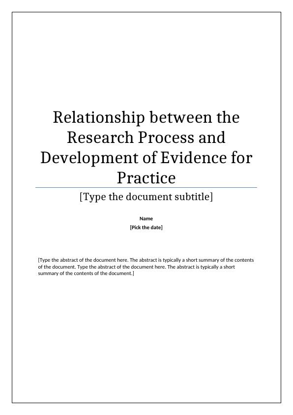 Relationship between Research Process and Development of Evidence for Practice_1