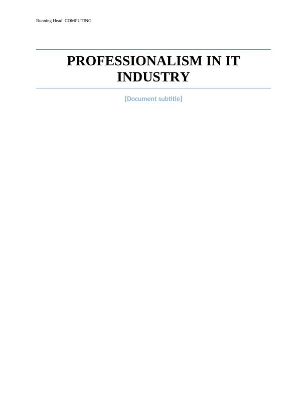 Computing Assignment | Professionalism in IT_1