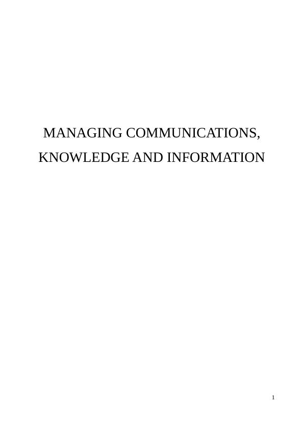 Assignment on Managing Communications, Knowledge and Information_1