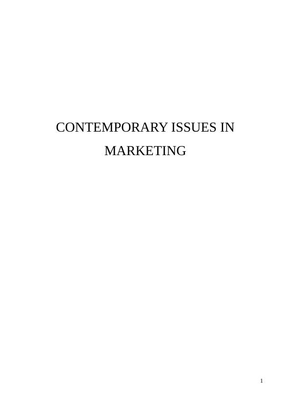 contemporary issues in marketing management assignment