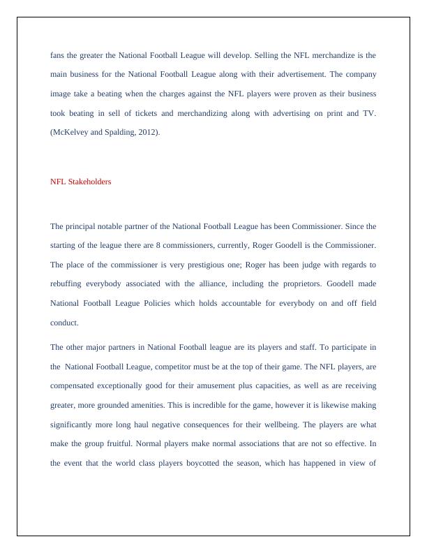 National Football League: Major Issues, Stakeholders, CSR Activities, Head Injuries, Challenges and Career Plan_4
