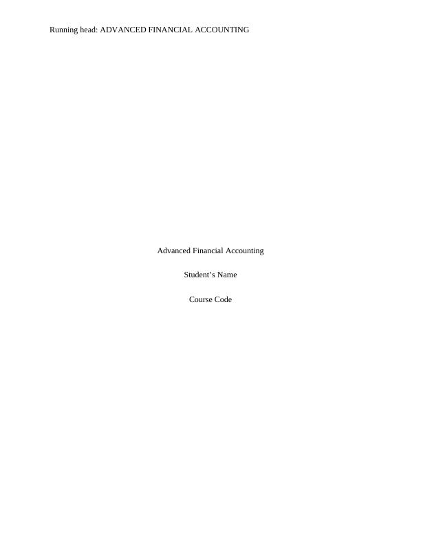 Advanced Financial  Accounting -  Assignment_1