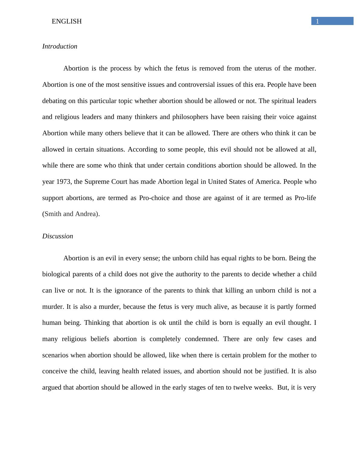 Abortion Essay | Assignment_2