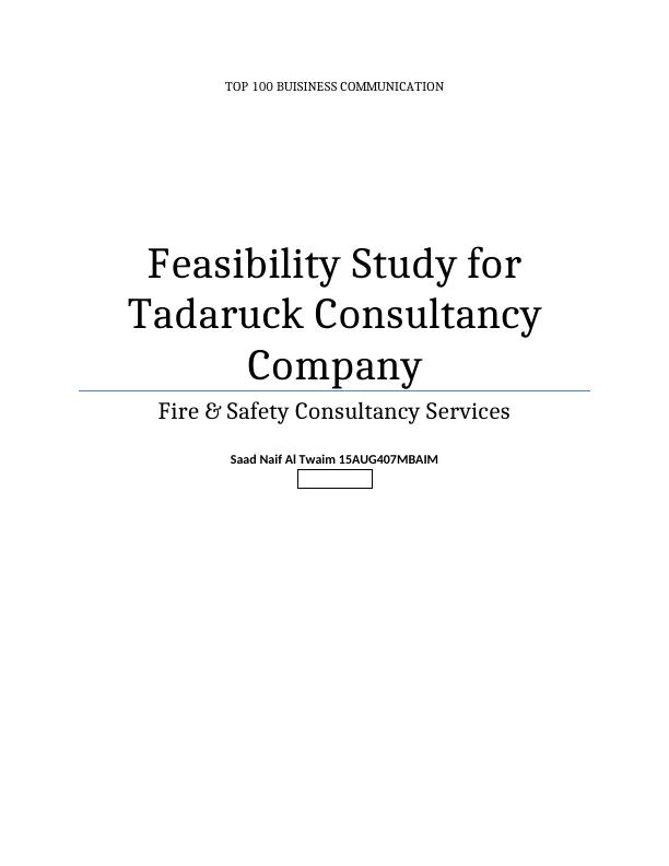 Feasibility Study for Tadaruck Consultancy Company - Desklib_1