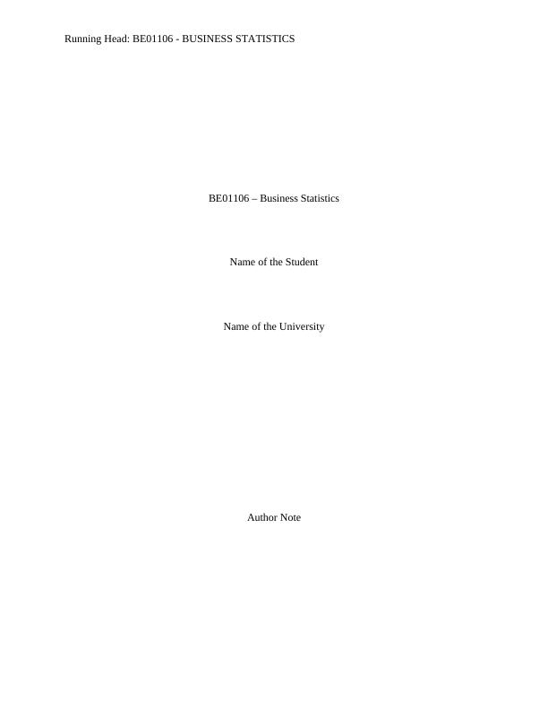 BE01106 - Business Statistics Assignment_1