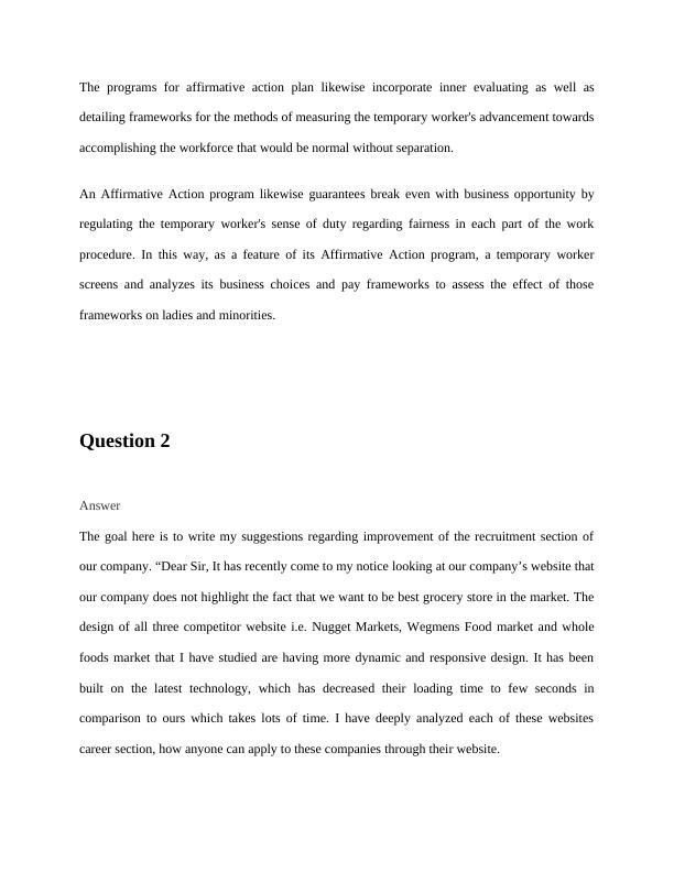 Essay Questions on Affirmative Action, Recruitment Improvement, and Discrimination in Promotion_2