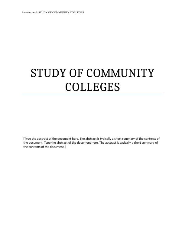 Study of Community Colleges Assignment_1
