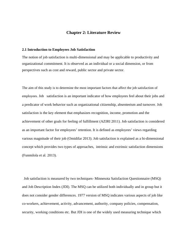 Chapter 2: Literature Review- Employees Job Satisfaction_1