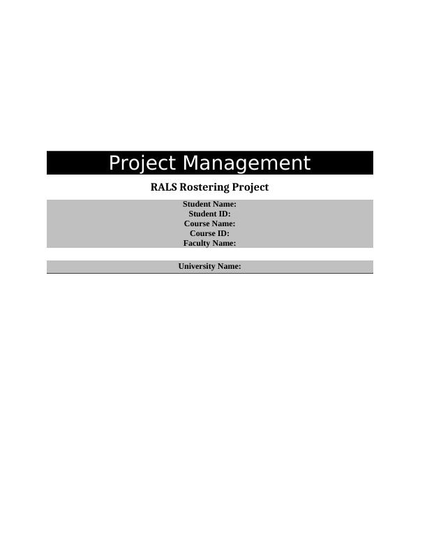 Measurable Organizational Value: Scope Management Plan Part Three: Work Breakdown Structure Part Four: Rostering Project_1