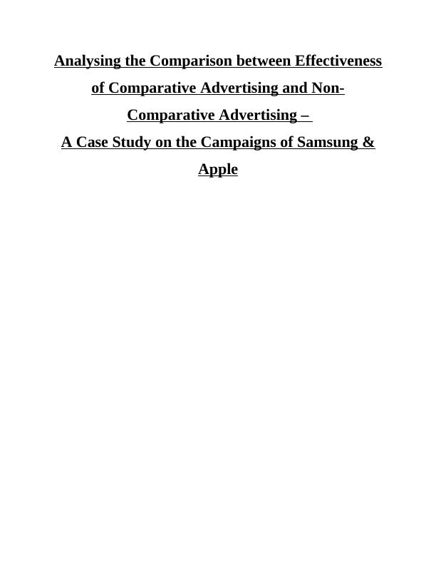 Effectiveness of Comparative Advertising and Non-Comparative Advertising_1
