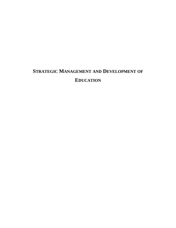 Strategic Management and Development of Education- Research Study_1