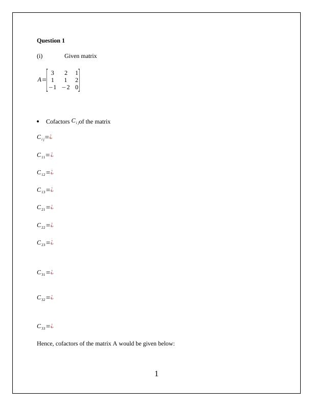 SIT292 Linear Algebra Assignment