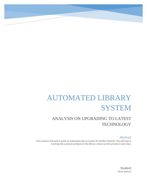 Automated Library System: Analysis on Upgrading to Latest Technology_1