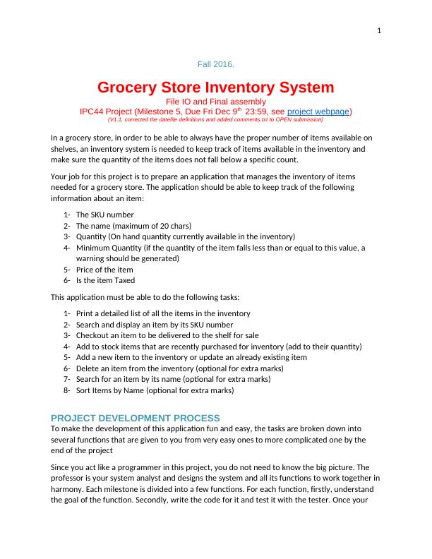 Grocery Store Inventory System: Assignment_1