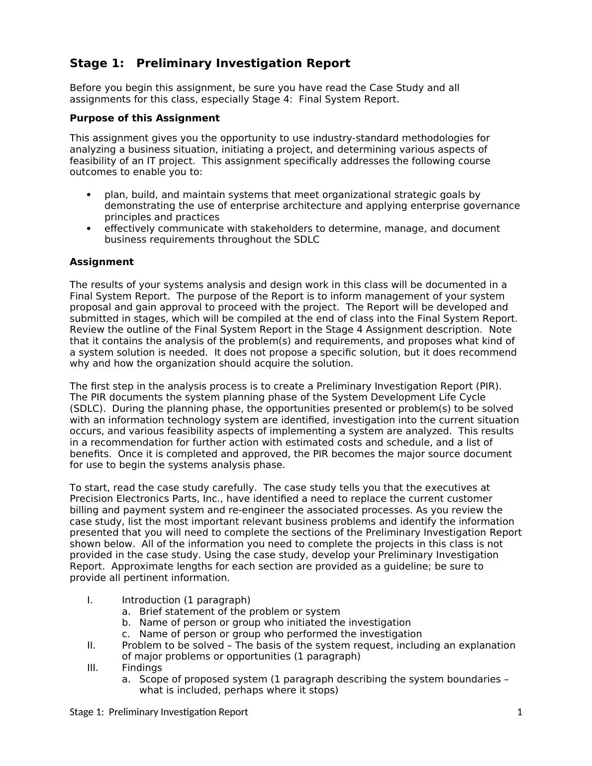 Preliminary Investigation Report for Precision Electronics Parts, Inc._1