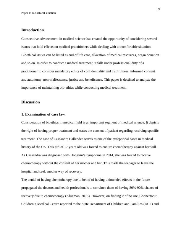 Bio-ethical Situation Assignment | Legal and Ethical Issue in Healthcare_3
