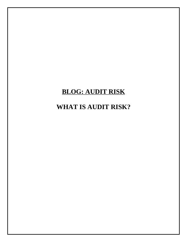 Assignment on Audit Risk_1