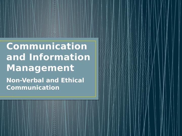 Communication and Information Management: Assignment_1