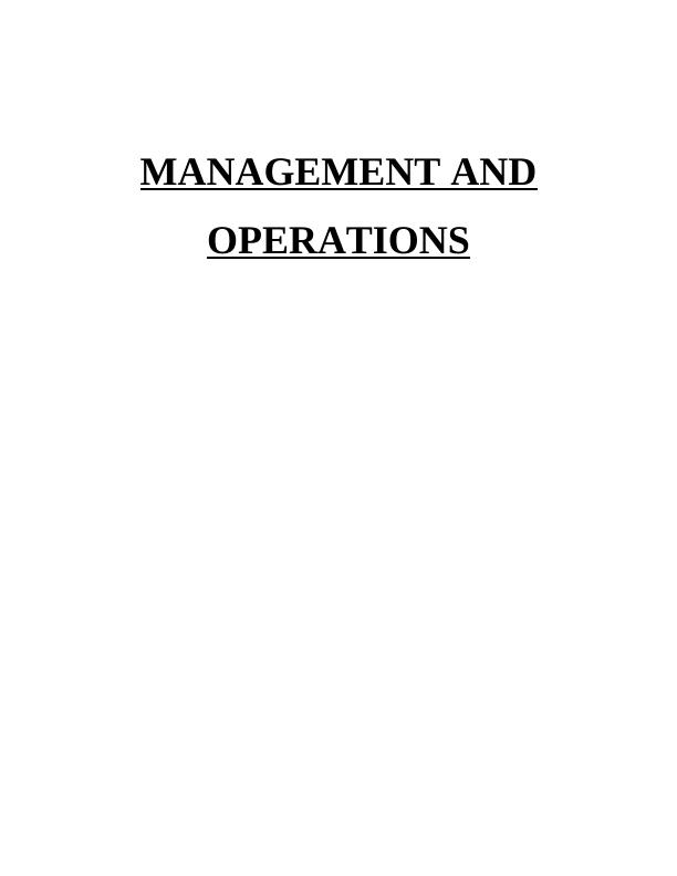 Management and Operations - Hilton hotel Sample Assignment_1