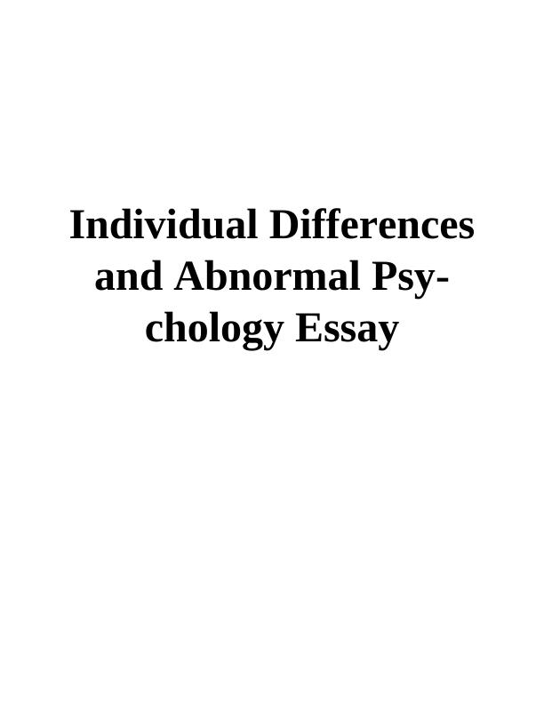 abnormal psychology essay titles