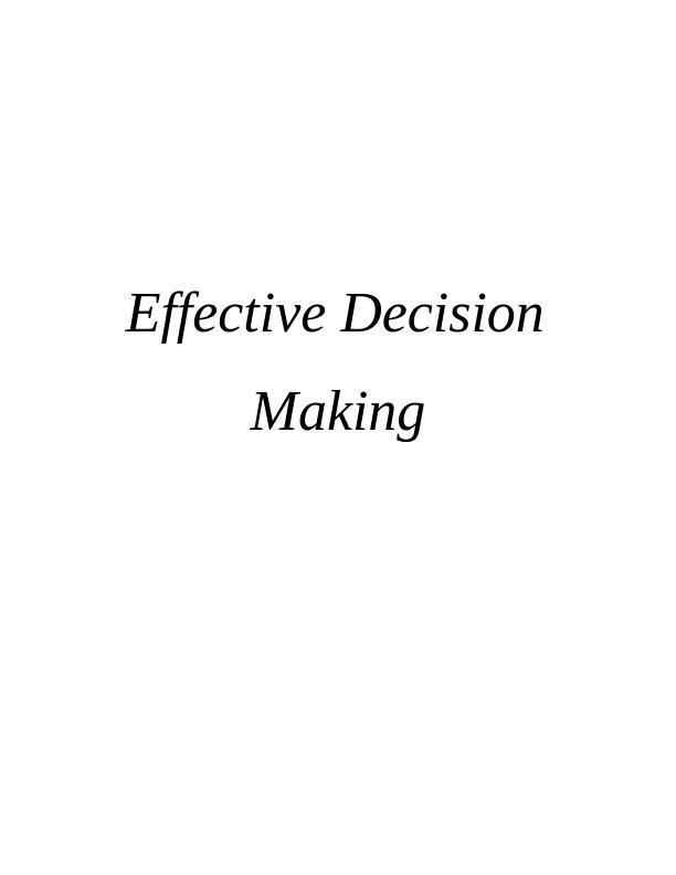 Effective Decision Making Report - Apple Inc_1