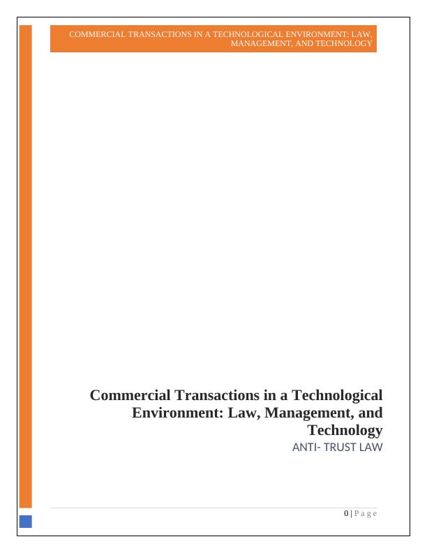 Commercial Transactions in a Technological Environment: Law, Management, and Technology_1