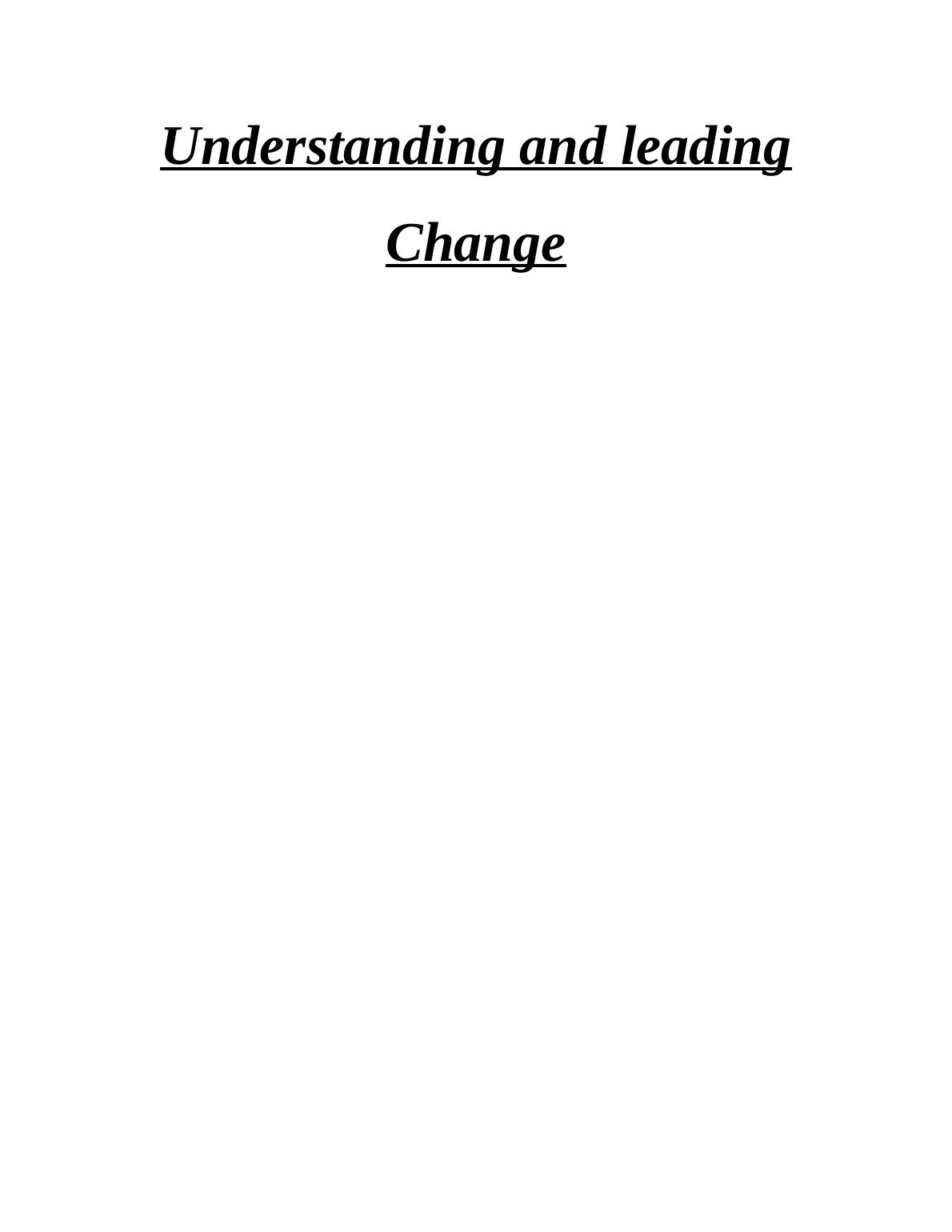 understanding and leading change hnd assignment