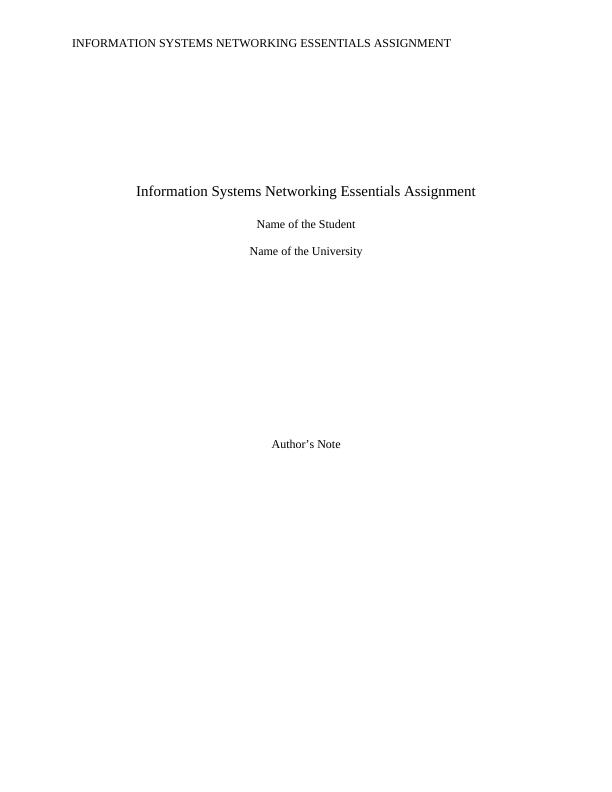 Information Systems Networking Essentials  Assignment_1