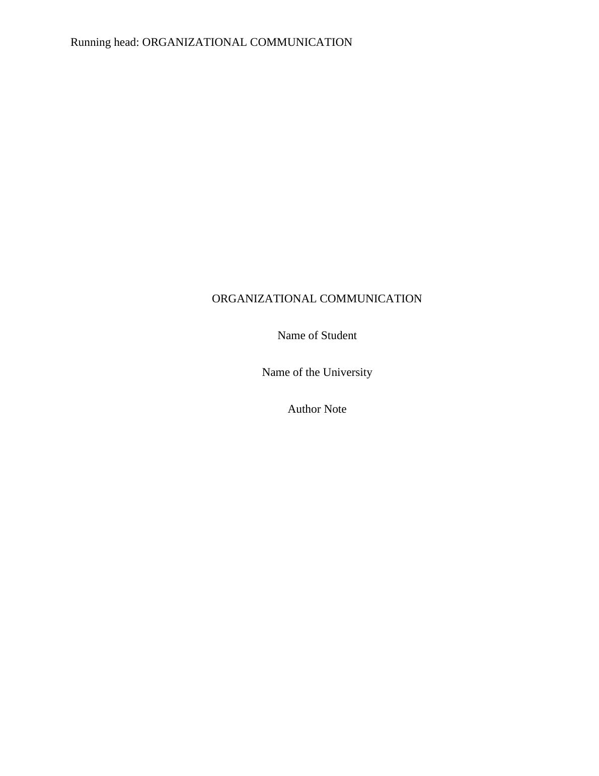 organizational communication research paper topics