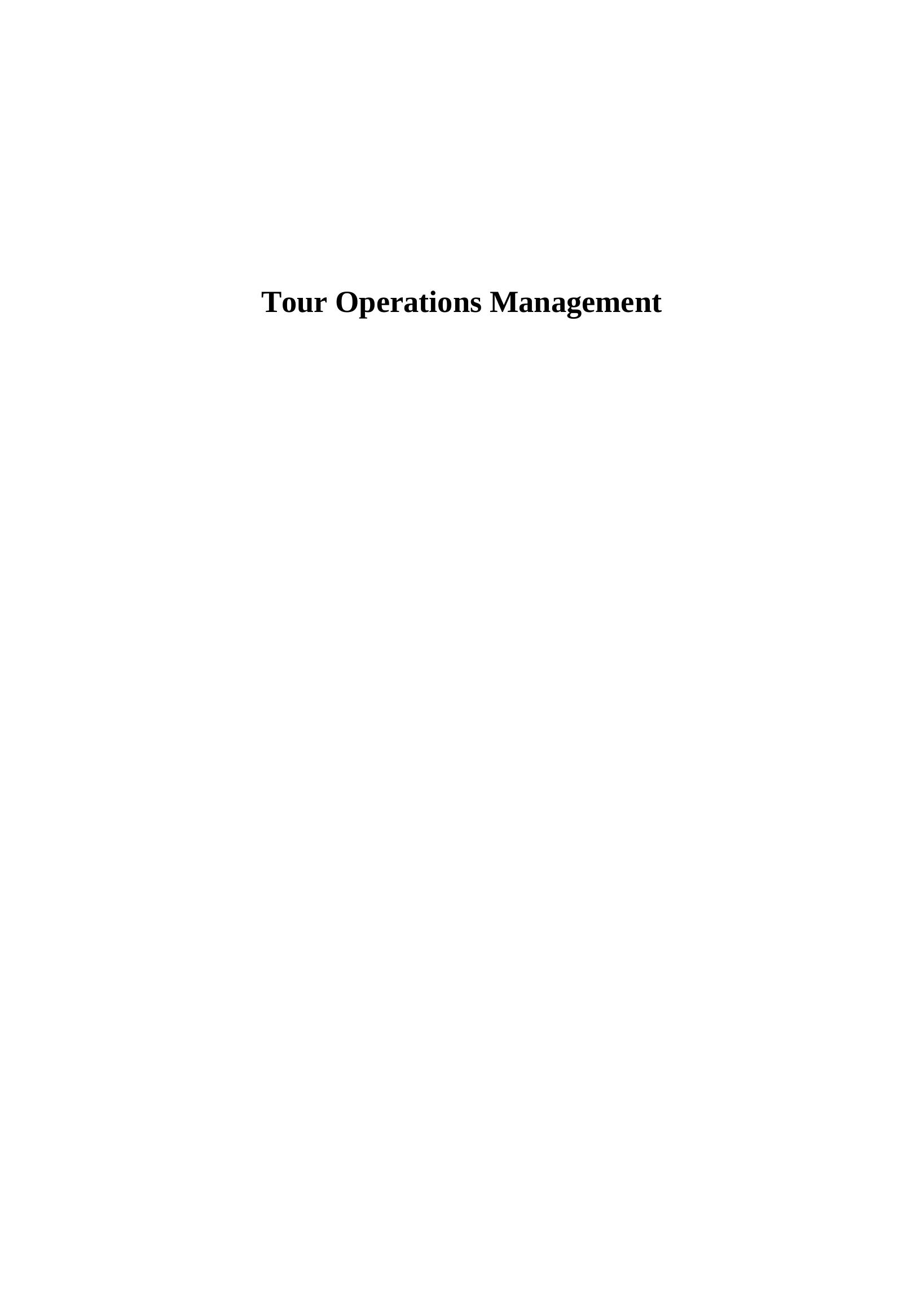 Tour Operations Management TASK 13_1