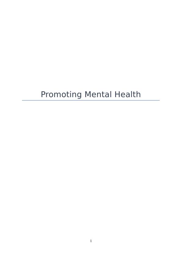 Promoting Mental Health | Assignment_1